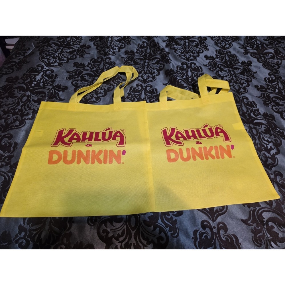 2- Kahlua & Dunkin Yellow Resuable Shopping Bags